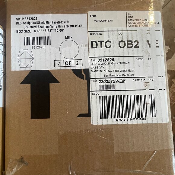 New West Elm Sculptural 2 Light Faceted Sconce Milk Glass Antique Bronze - Picture 5 of 5